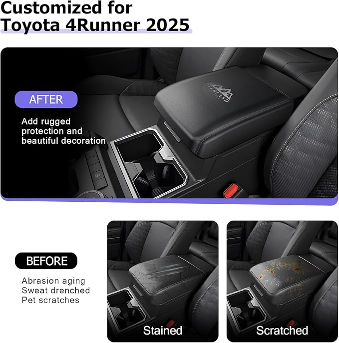 LUWU Center Console Cover Hidden Storage Box Compatible with 2025 2026 Toyota 4Runner Accessories Silicon Material Armrest Secret Arm Rest Cover Center Console Hidden Organizer Box (2 in 1 Design)