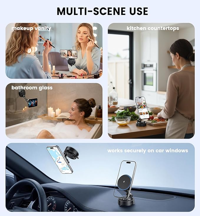 OANDYS for MagSafe Car Mount Charger 15W Fast Wireless Charging Magnetic Car Phone Holder, 82+LBS Strongest Suction, 3200gf Strongest Magnetic,360°Rotatable Stand for iPhone 17-12 Pro Max Plus Air