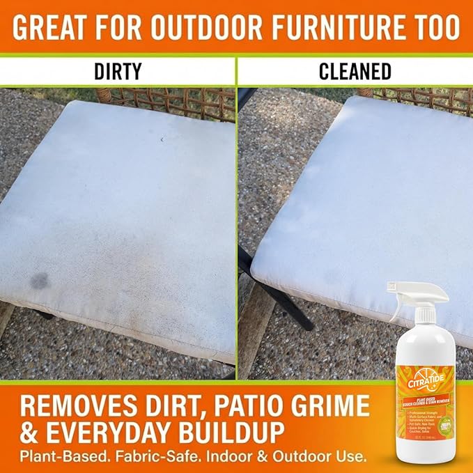 Plant-Based Couch Cleaner & Stain Remover Spray – Upholstery & Fabric Cleaner for Sofas, Couches & Car Interiors – Pet & Kid Safe, Non-Toxic, Eco-Friendly, Made in USA