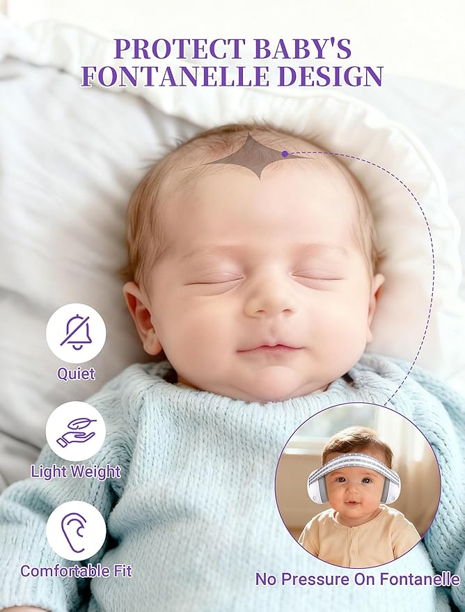 Baby Headphones for Noise, 2-in-1 Baby Ear Muffs Noise Protection for Ages 0-48 Months