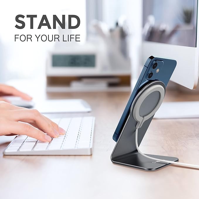 CreaDream Stand for Apple 25W and 15W MagSafe Charger, Aluminum Phone Stand Holder for Desk, Magsafe Accessories Compatible with iPhone 17 16 15 14 13 Pro Max Plus Air[Charger Not Included]