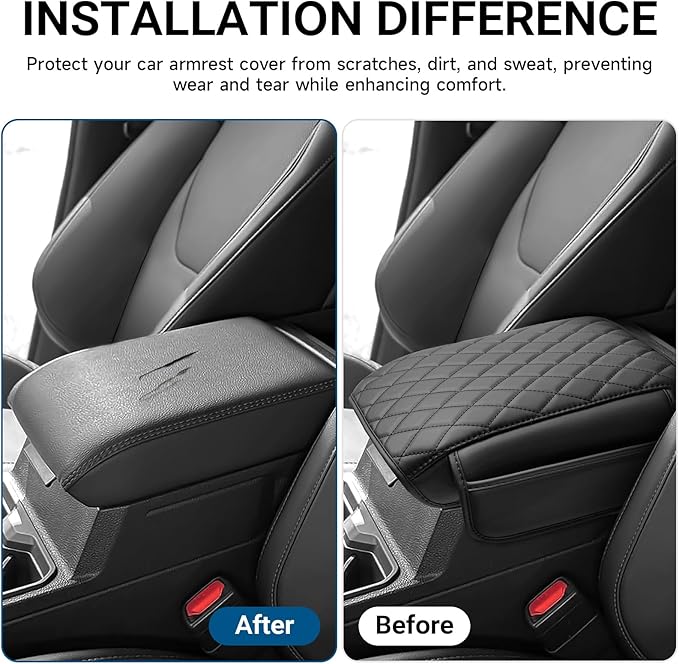 YOJOJOCO Center Console Cover Compatible with Toyota 2024 2025 2026 Tacoma Accessories Leather Material Console Armrest Cover Cushion with Pockets Anti-Scratch