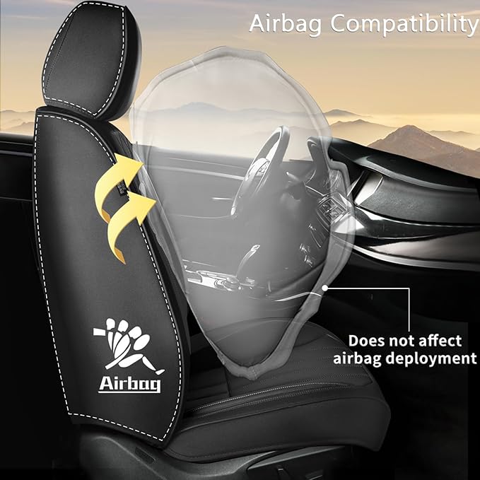 Car Seat Covers Fit for Kia Sorento 2007-2023 2024 2025: Front Set Waterproof Leather Vehicle Seat Cushion Luxury Automotive Protector Easy to Install(2 Seats, Black)