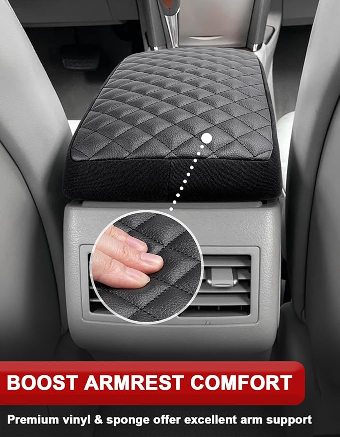 KBH Center Console Armrest Cover for Toyota Camry 2007 2008 2009 2010 2011, Middle Console Lid Protector, Arm Rest Pad Accessories, Anti-Scratch, Vinyl Leather, Black
