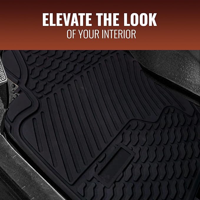 NEEDZ UltraGuard Floor Mats for Cars, Trucks, and SUVs, HydroShield Waterproof & Weather-Resistant, Sturdy Rubber, Customizable Trim-to-Fit Protection, Anti-Slip Floor Liners, Full Set (Black).