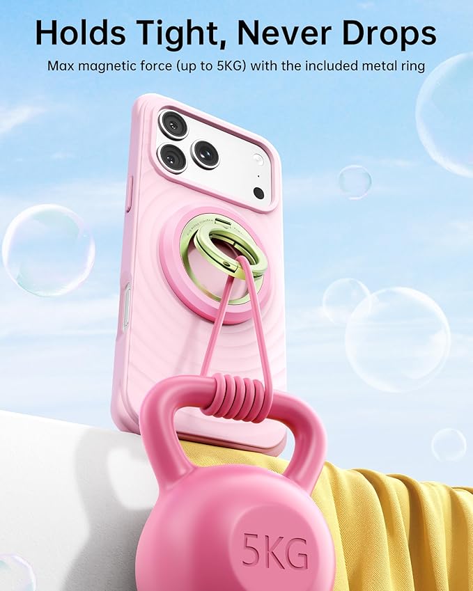 SYNCWIRE Magnetic Phone Ring Holder for MagSafe, 360° Rotation Dual Sided Magnet Grip Cell Phone Ring Stand Finger Kickstand Compatible with iPhone 17 16 15 14 13 12 Pro Max fits MagSafe
