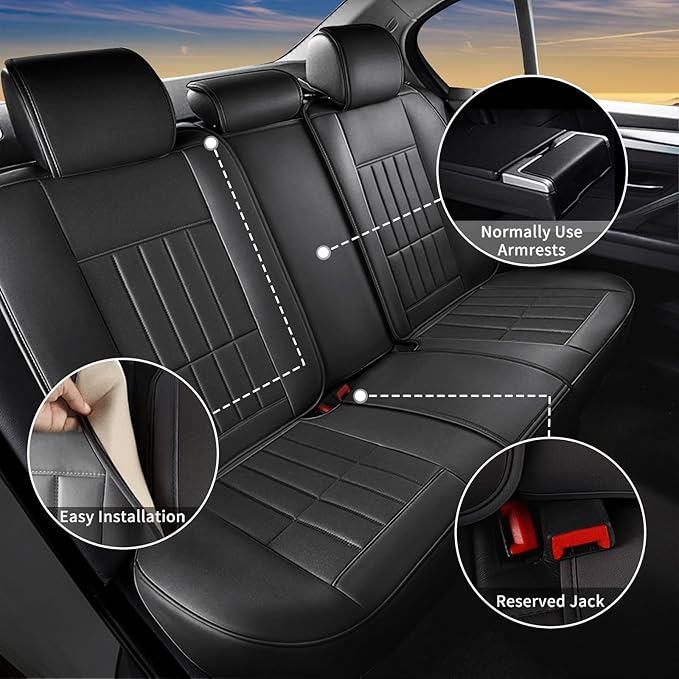 Car Seat Covers Fit for Kia Sorento 2007-2023 2024 2025: Full Set Waterproof Leather Vehicle Seat Cushion Luxury Automotive Protector Easy to Install(5 Seats, Black)