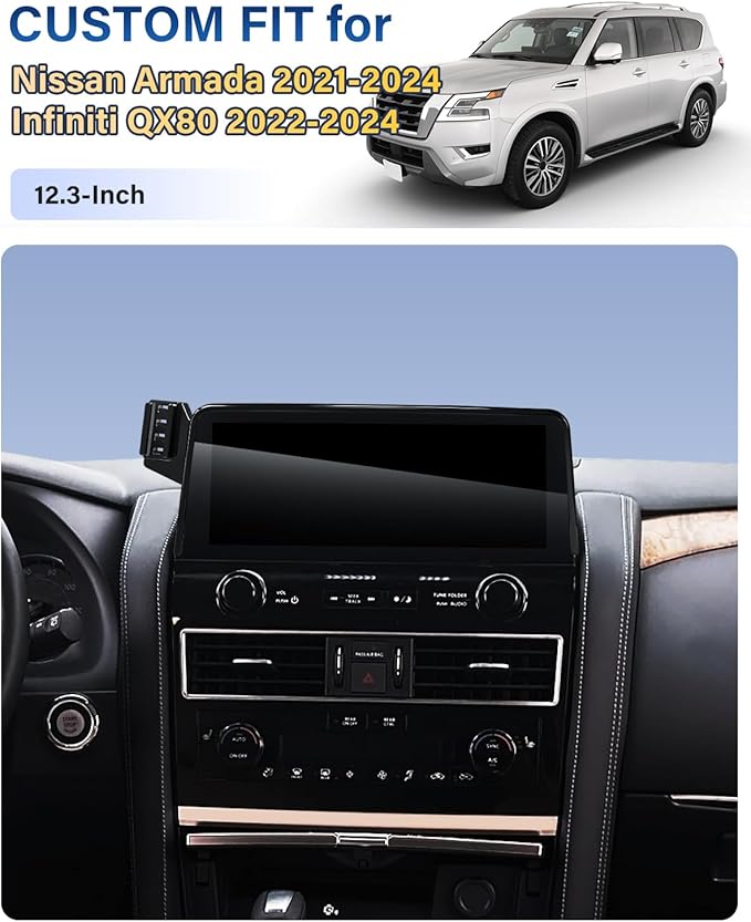 Car Phone Holder for Nissan Armada 2021 2022 2023 2024/Infiniti QX80 2022 2023 2024 Accessories 12.3-Inch Screen Fixed Clip, Automobile Cradles Phone Mount, Cell Phone Base Not Block Air Vent
