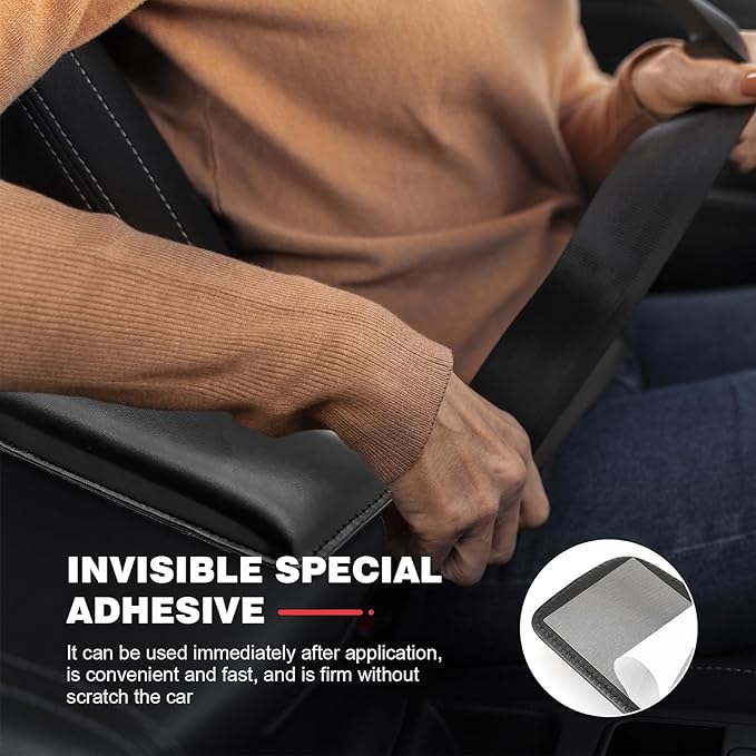 2 PCS Elbow Pads Arm Rest for Car, Soft Leather Memory Foam Arm Rest Pillow, Universal Car Center Console Cushion Pad for Knee Leg Elbow (Black)