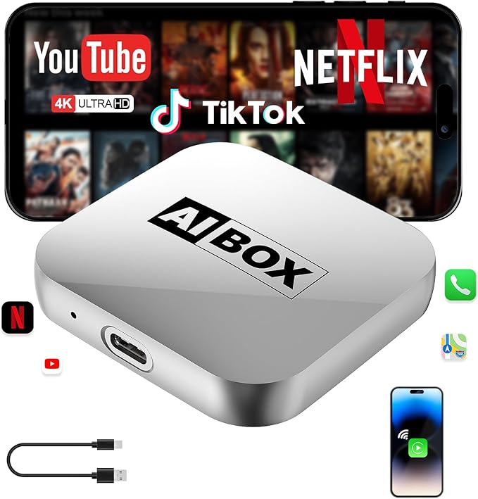 Wireless CarPlay Adapter 2026 Upgraded –AI Box Carplay Suitable for Apple iPhone & Android, with Compact Size, Plug-and-Play Convenience, and Fast, Stable Connection for CarPlay & Android Applications