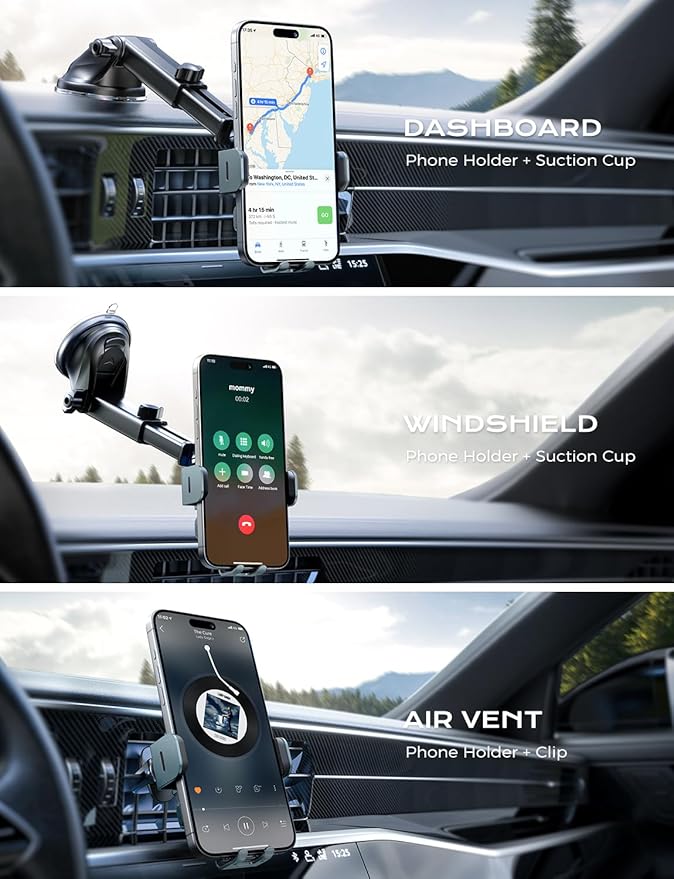 CHGeek Wireless Car Charger, 15W Fast Charging Auto Clamping Car Charger Phone Mount Phone Holder fit for iPhone 15 14 13 12 11 Pro Max Xs, Samsung Galaxy S24 Ultra S23 S22 S21, S20, S10+, Green