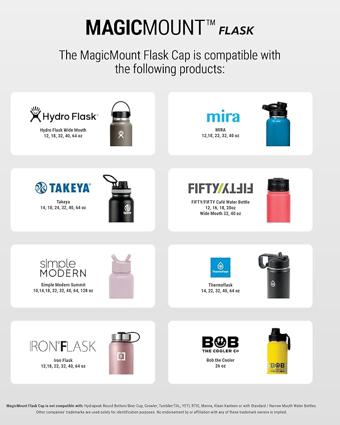 Scosche MFMS32 MagicMount Flask 32 oz Stainless Steel Water Bottle with MagSafe Phone Mount Stand, 12H Hot & 24H Cold, Insulated Flask with Magnetic Phone Holder for Gym, Travel, Sports, 32oz White