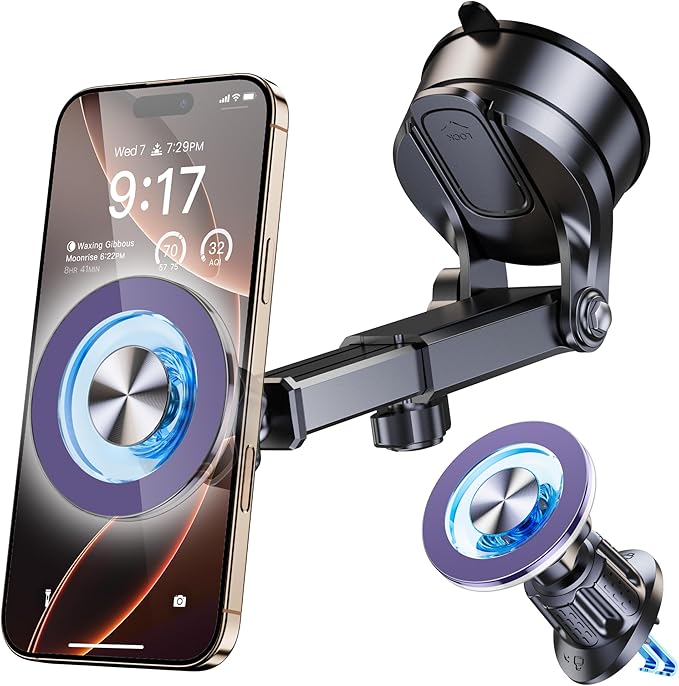 for MagSafe Magnetic Phone Holder for Car [2026 Upgraded Strongest Magnet] Car Mount Cell Stand for Dashboard Windshield Vent Compatible with iPhone 17/16/15/14/13/12 Android etc-Purple