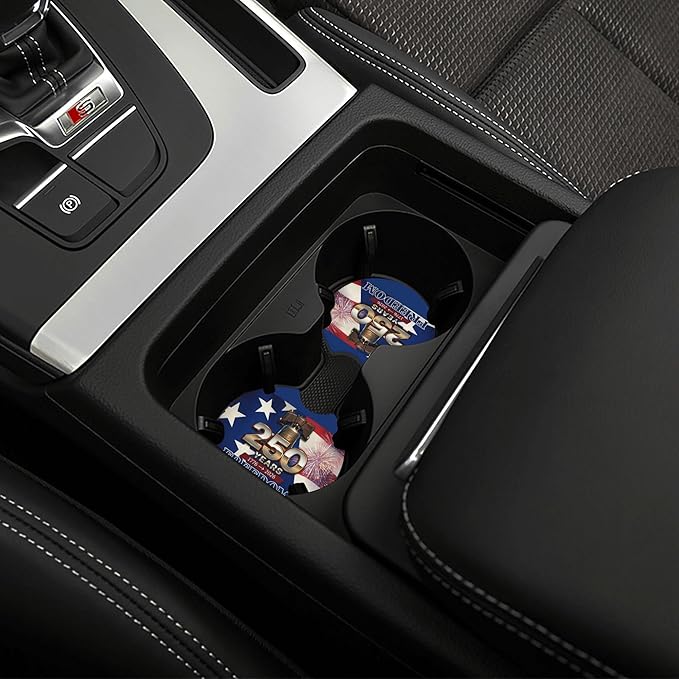Anniversary American Flag Steering Wheel Cover Anniversary American USA Flag Steering Wheel Cover Car Men Breathable Universal for 14-15 Inch Anti-Slip 2 Pieces Car Coasters