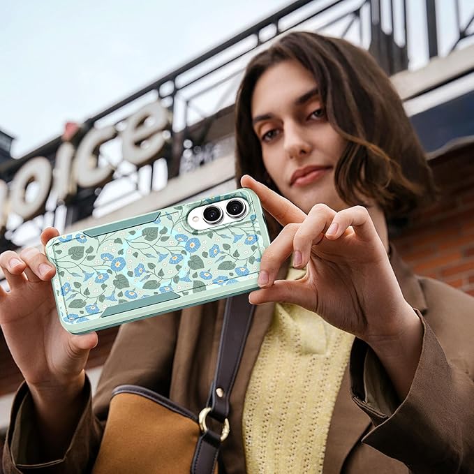 for Samsung Galaxy S25 Edge Case - Compatible with MagSafe Women Girls Cute Magnetic Protective Phone Cover Unique Girly Blue Flower Heavy Duty Shockproof Design for Samsung S25 Edge Case
