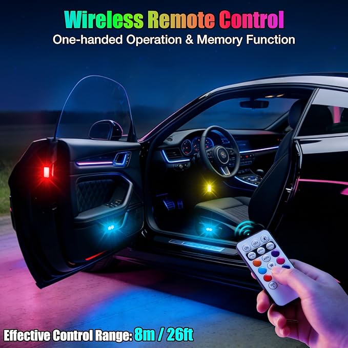 2026 Upgraded 11LEDs Wireless LED Strobe Lights, Ultra Bright 8 Colors Aircraft Strobe Lights with Remote, IP65 Waterproof Anti-Collision Warning Light for Motorcycle Bike Car Drone RV - 4PCS