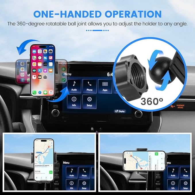 Car Phone Holder Fit for Toyota Corolla 2019-2025/Corolla Cross 2022-2025 Accessories, Cell Phone Mount with Dash Organizer 8-Inch Screen Fixed Clip Hands-Free 360° Rotation