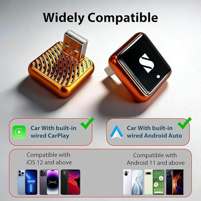 Sunweyer Wireless CarPlay Adapter & Android Auto Wireless Adapter, for Apple CarPlay, USB Bluetooth Dongle for iPhone & Android, Plug & Play Car Play Wireless Adapter 2026