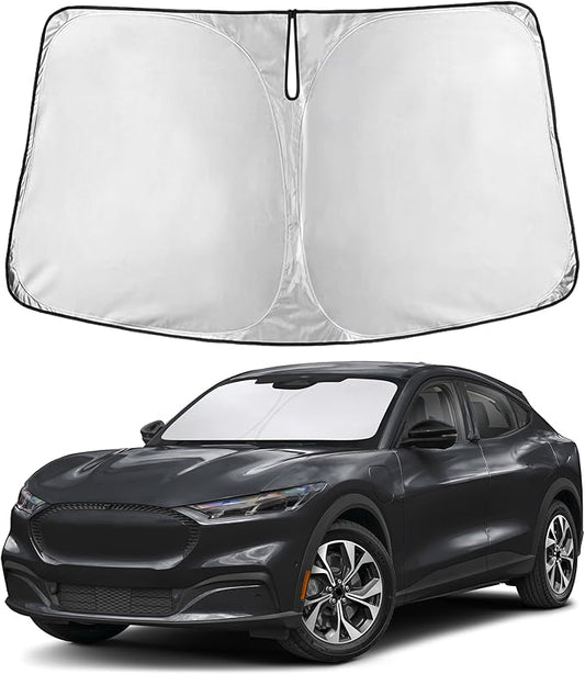 EcoNour Windshield Sunshade Compatible for Ford Mustang Mach-E 2021-2024 2025 2026, Sun Visor for Front Windshield & Window Sun Shade Cover, UV Heat Blocker & Protector, Car Accessories