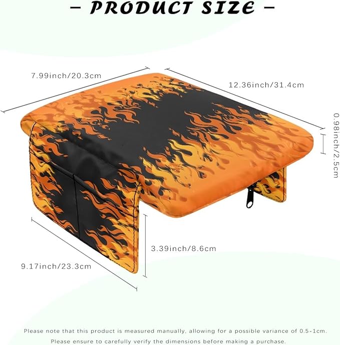 Car Accessories Easy Install Armrest Cushion Cover, Fire Print Car Center Console Armrest Pad, Universal Car Console Protector Car Decor