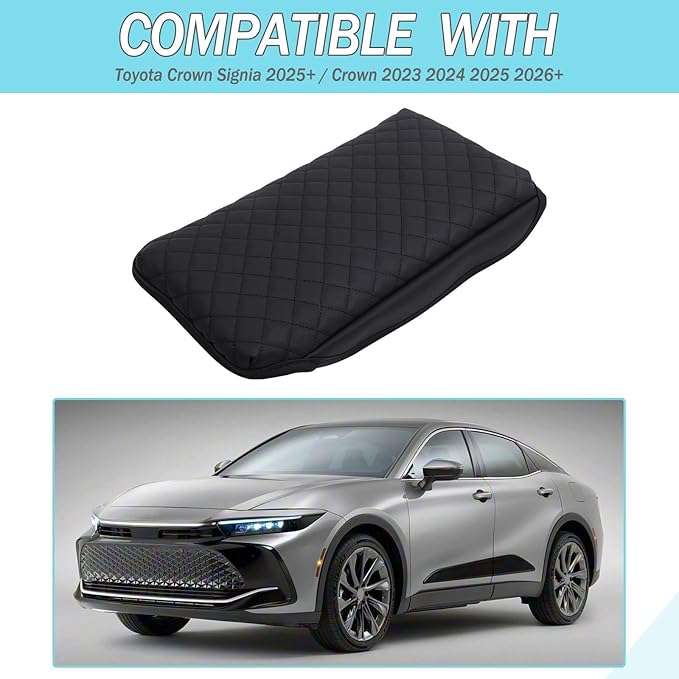 Aunginsy Leather Center Console Protector Cover Compatible with Toyota Crown Signia 2025/Crown 2023-2026, Car Center Console Armrest Seat Box Cover Cushion Lid Pad Waterproof Anti-Scratch Accessories