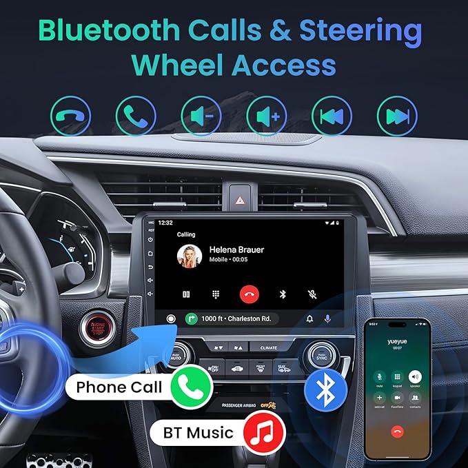 Car Radio for Honda Civic 2016-2021: 4Core 64G ROM 9 Inch Touchscreen Stereo Head Unit with Wireless CarPlay Android Auto Mirror Link GPS Bluetooth FM SWC Navigation WiFi, Free Camera