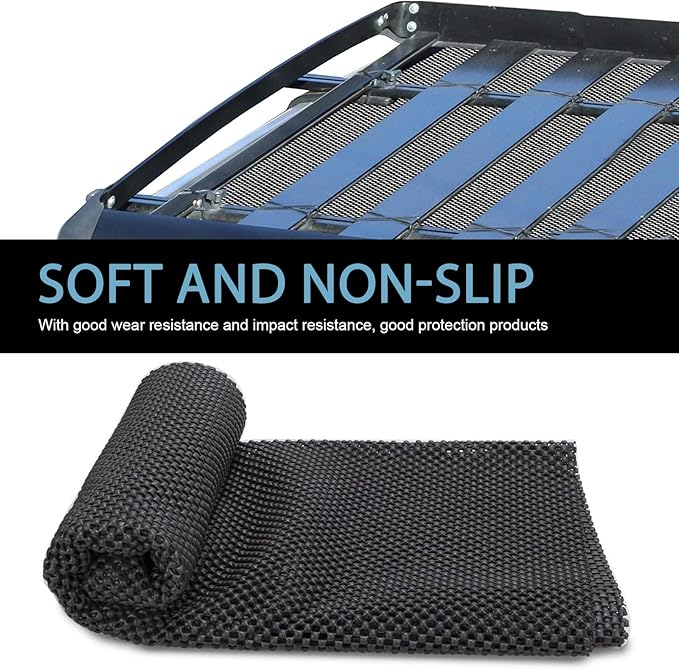 Car Roof Anti-Slip Mat, 47" x 39" PVC Roof Cargo Protective Rug Pad, Strong-adsorption Multi-Purpose Auto Top Storage Bag Protective Mat, Fit for Most Vehicles (Black)