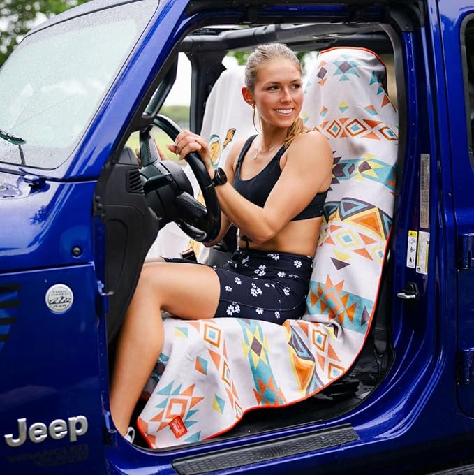 Sprints Athletic Running Towel, Full-Sized, Car Seat Cover - Performance Microfiber (Adobe Echo)