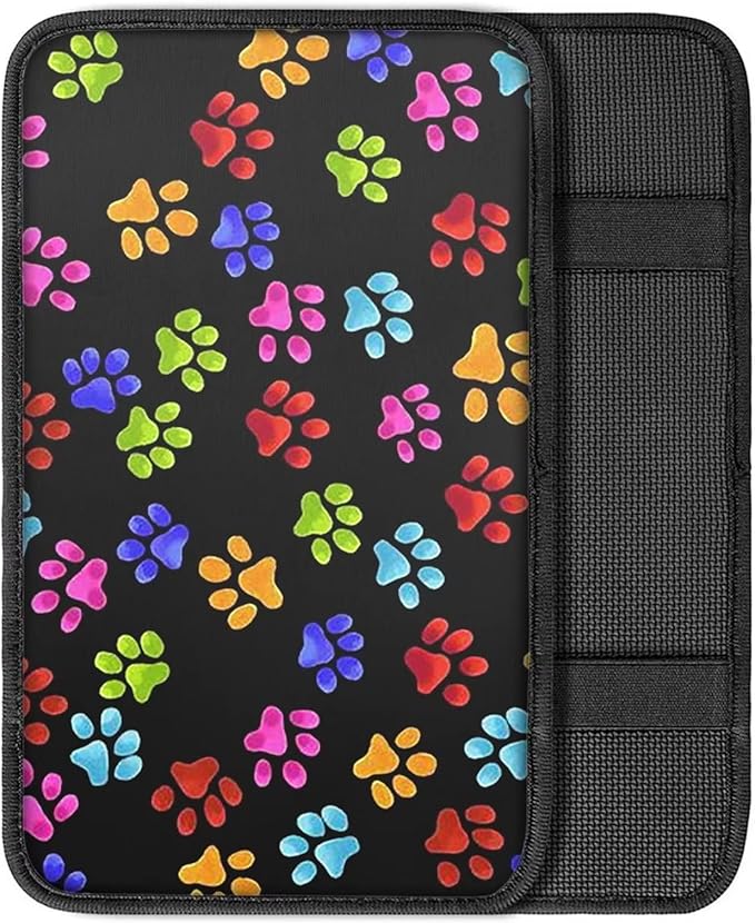 JoyLamoria Cute Footprint Car Armrest Cover Automotive Armrest Pad Cute Car Interior Decor
