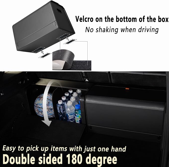 XDV Trunk Organizers, Car Organizers, Storage Solutions, and Car Storage Organizers for SUVs, Sedans, Back Seats, and Luxury Vehicles with Lid, Leather, Small, Large Car shoes box (Plain Black, M)