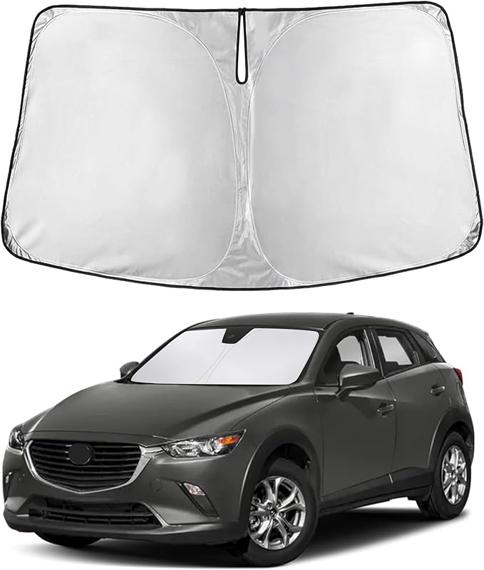 EcoNour Windshield Sunshade Compatible for Mazda CX-3 2016-2019 2020 2021, Sun Visor for Front Windshield & Window Sun Shade Cover, UV Heat Blocker & Protector, Car Accessories
