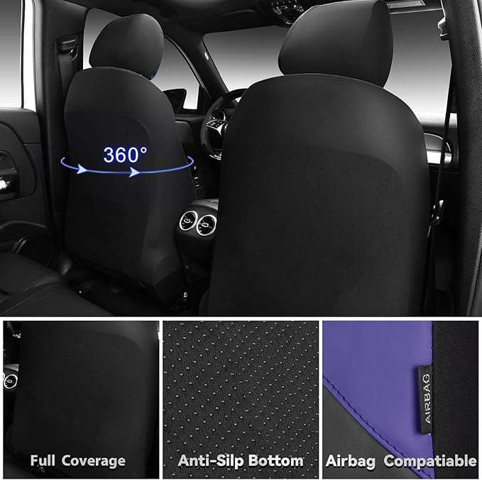 CAR PASS Nappa Leather Waterproof Car Seat Covers Two Front, 3D Foam Automotive Seat Covers with Memory Foam, Universal Fit for Cars SUV Truck Sedan, Airbag Compatible, Black Blue