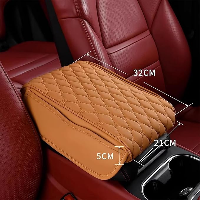 Car Center Console Cushion Pad for Hyundai Elantra 2017-2020, Leather Armrest Box Pad Armrest Cover Arm Rest Cover Pad with 2 Storage Bags Waterproof for Most Vehicles Vehicles SUVs
