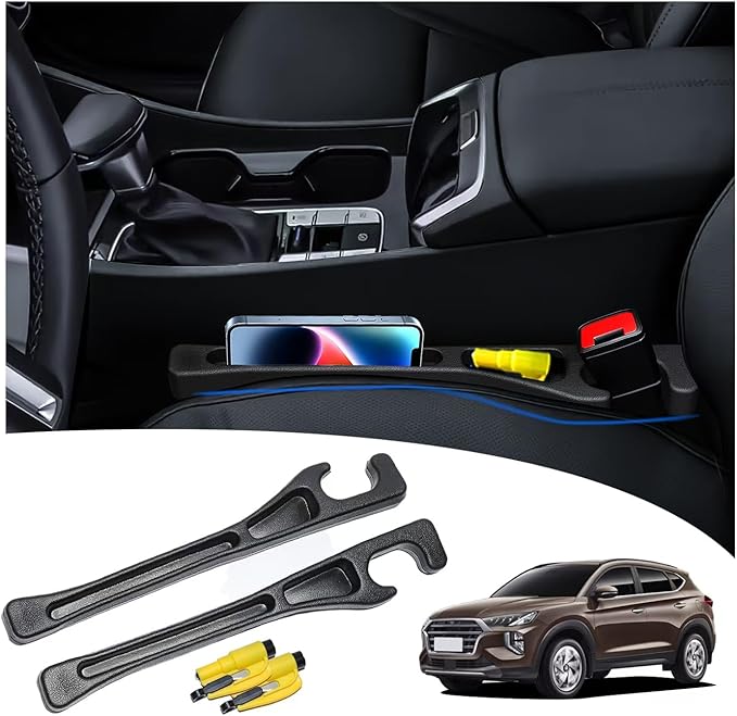【Compatible with Hyundai Tucson】 Seat Gap Filler,No Drop Seat Guard Compatible with Hyundai Tucson,Drop Seat Guards for Cars(2Pcs),Emergency Keychain Car Escape Tool(2Pcs)