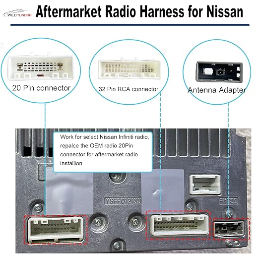 16Pin ISO Aftermarket Radio Harness Adapter for Nissan 2010-2017 with Radio Antenna Adapter, 16Pin Android Car Stereo Wiring Harness with Reverse Cable for Xterra Altima Titan Rogue