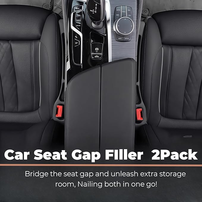 Car Seat Gap Filler, 2-Pack No Drop Seat Guard Universal Fit Car Seat Gap Plug Anti-Drop with Storage, Fill The Gap Between Seat and Console, Auto Accessories for SUV Truck Sedan