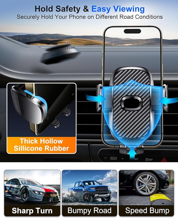 Car Phone Holder[Military-Grade 360°Suction Cup]Phone Holders for Your Car Universal Accessories Air Vent Dashboard Windshield Phone Mount Automotive Cradles Fit for Dash Mounting Kits iPhone
