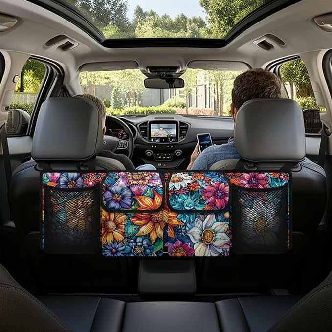 Car Trunk Hanging Organizer with with Adjustable Straps, Mandala Flower Car Trunk Organizer Storage, It Easy to Find Things, Make the Trunk of Your Car Look Neat and Tidy