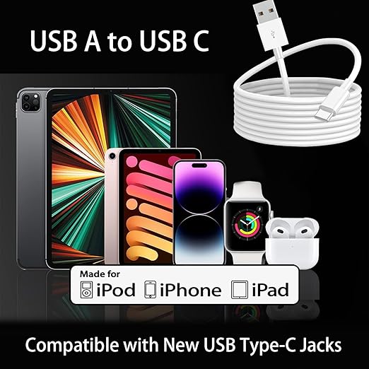 3Ft iPhone 15/16/17 CarPlay USB C Cable [MFi Certified] - USB-A to USB-C Car Charger Cord for iPhone 17 17 Air 16 16E 15 Pro Max Plus, iPad USB C Charging Wire for iPad Pro 12.9/11, Air 5/4, 10th Gen