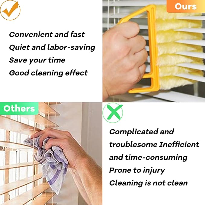 AOCEAN 6 Pcs Blind Cleaner Duster Tool, 7-Finger Dusting Cleaner Tool for Window & Air Vent, Washable Handheld Microfiber Duster Brush for Blinds Dust Dirt