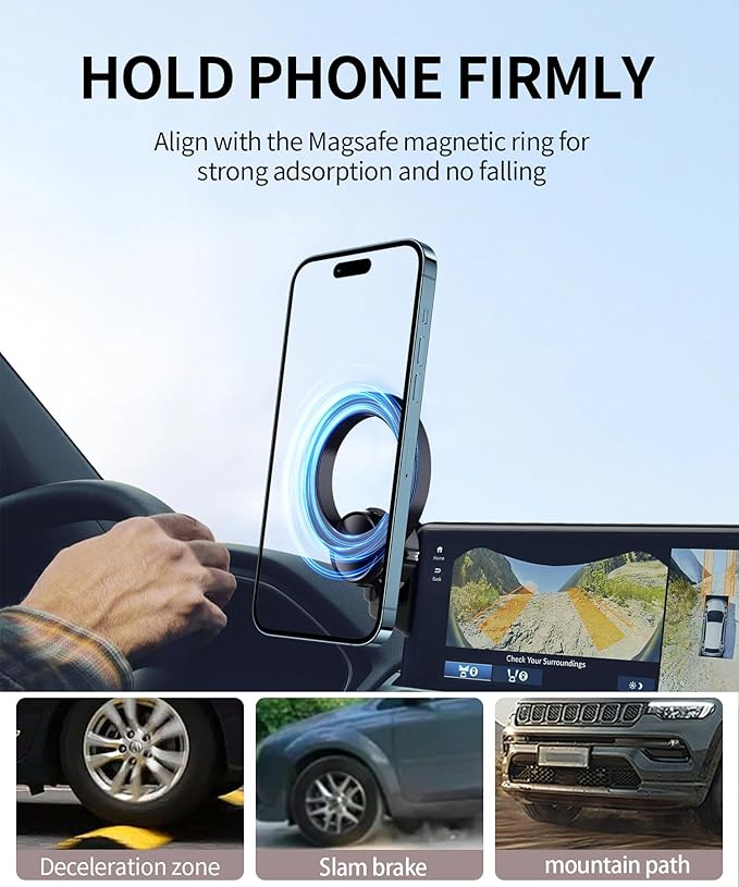 MaserWeller Car Phone Holder for Honda Passport/Pilot 2026 Accessories 12.3-Inch Screen Fixed Clip, 360° Rotation Phone Mount Compatible with MagSafe, Cell Phone Holder that Does Not Affect Air Vent