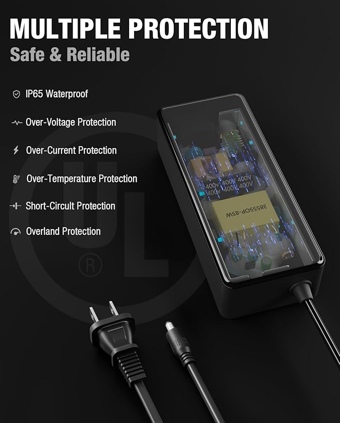 UL Listed 54.6V 2A eBike Charger for 48V Lithium Battery Compatible with 48V Lectric XP 1.0/2.0/3.0,Lectric XPremium, DC 5.5-2.1mm Bicycle Battery Charger Power Adapter