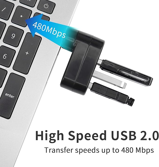 USB 3 Port Expander Splitter YACSEJAO 2PCS 180° Degree Rotatable USB 2.0 1 to 3 Hub for Flash Drive Mobile HDD PC Laptop Notebook and More