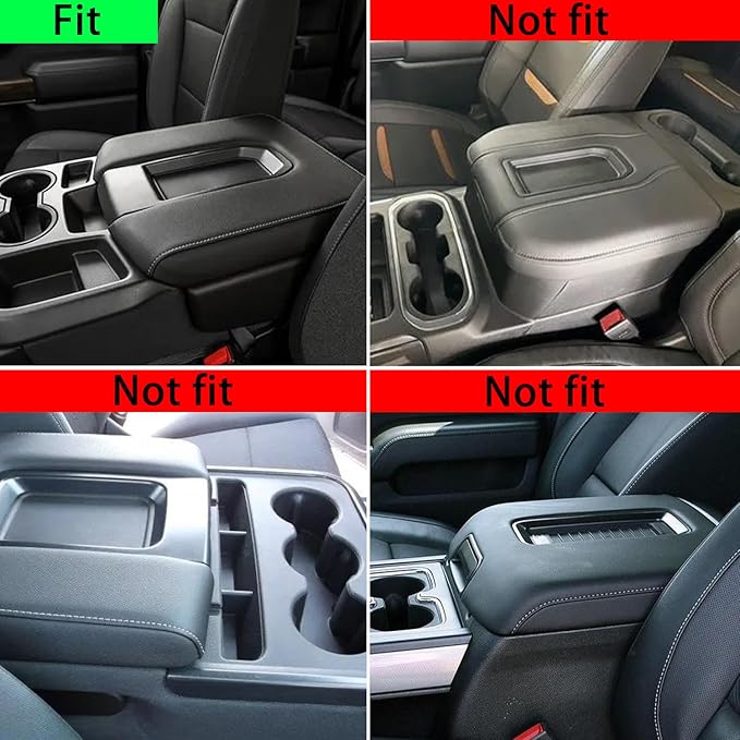 Center Console Armrest Cover for Chevy Silverado/GMC Sierra Accessories 2019-2024 2025 Arm Rest Box Pad Middle Console Lid Cushion Leather Protective Case Only for Jump Seat (Gray Stitches)