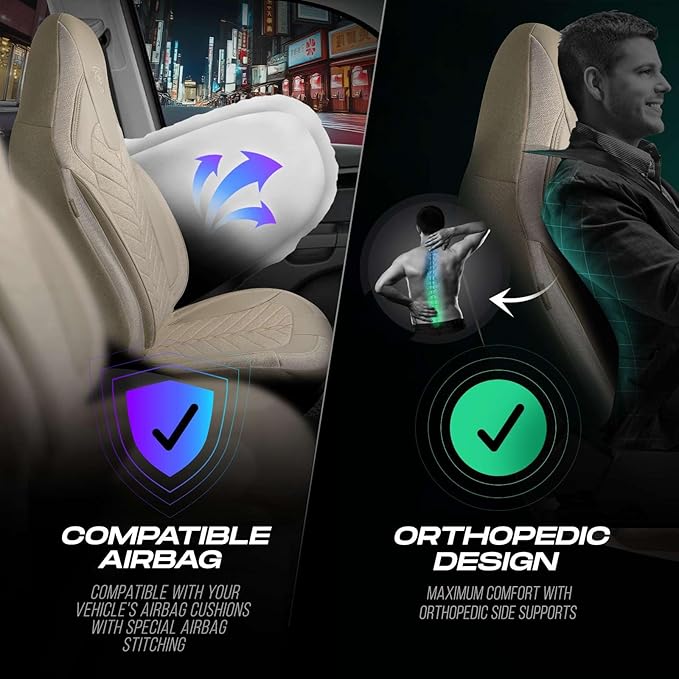 Premium Car Seat Covers Front Seat - Linen Car Seat Cover for SUV, Cars, Most Pickups, Beige, Car Seat Protector, Car Seat Covers Front Seats, Car Seat Protector