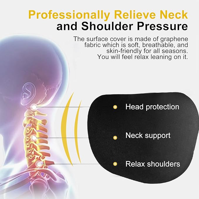 Upgrade Car Neck Pillow with Graphene Fabric Automotive Seat Cushions of Headrests for Relieving Neck Stiffness Seat Neck Support Pillow, Fits All Vehicles(Black 2-Pack)