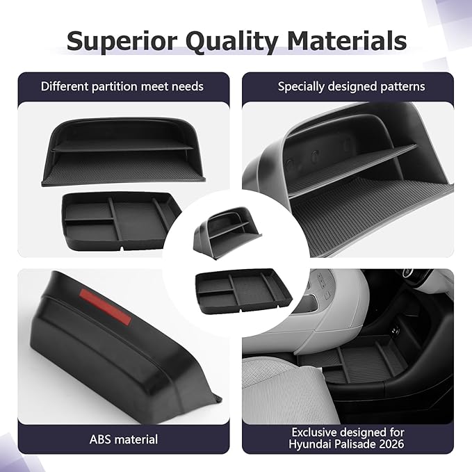 LUWU Center Console Organizer Compatible with 2026 Hyundai Palisade Calligraphy Accessories Palisade Armrest Console Organizer Under Screen Storage Tray & Lower Storage Tray 2PCS (ONLY for 7-Seat)