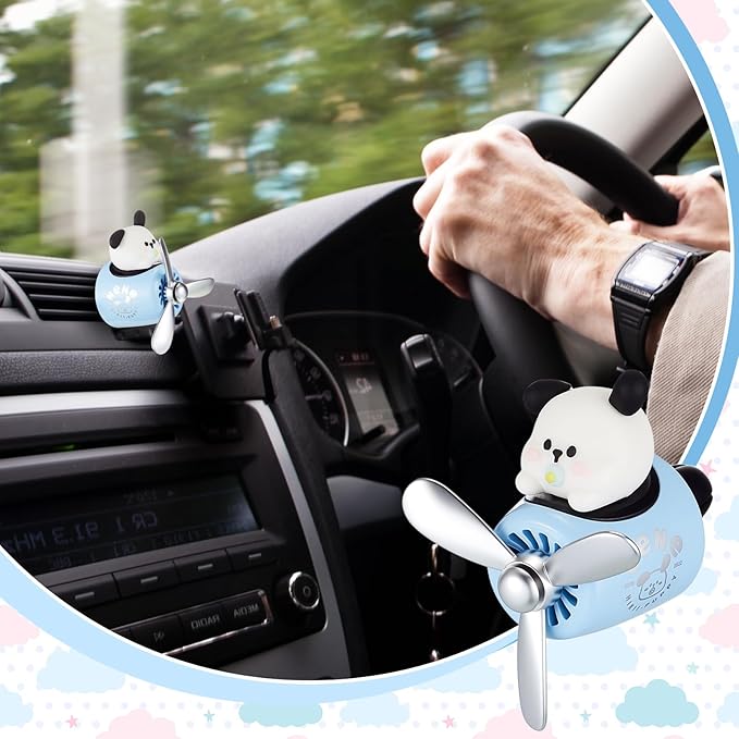 Tallew Car Air Freshener Cute Dog Car Vent Clip Diffuser with Rotating Propeller Outlet Vent 2.5" x 2.4" x 2.1" Easy to Install Included 2 Scents Aroma Tablets Aromatherapy Ornament Auto Accessories