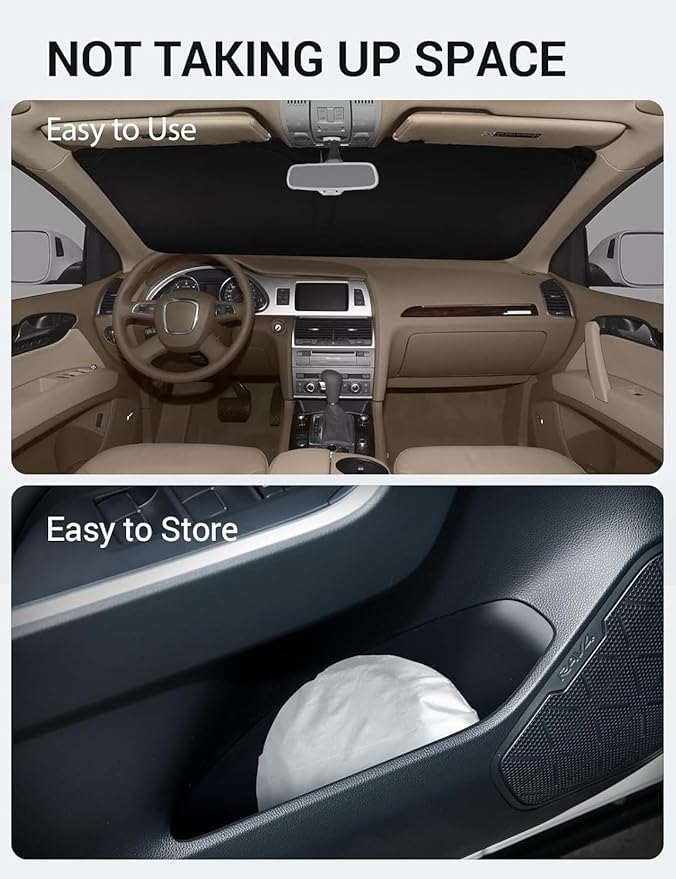 Proadsy 2026 Upgrade Front Windshield Sun Shade Foldable Sunshade Protector Custom Fit 2007-2015 Audi Q7 Accessories