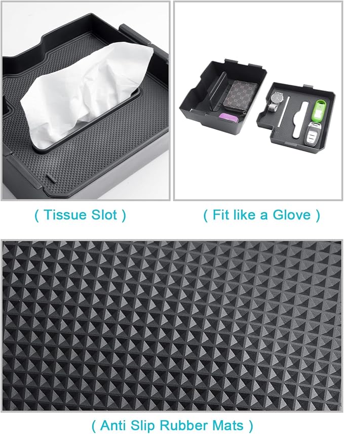 CDEFG 2PCS Center Console Organizer for 2024 2025 2026 Ford Ranger Middle Console Dual Organizers with Tissue Slot